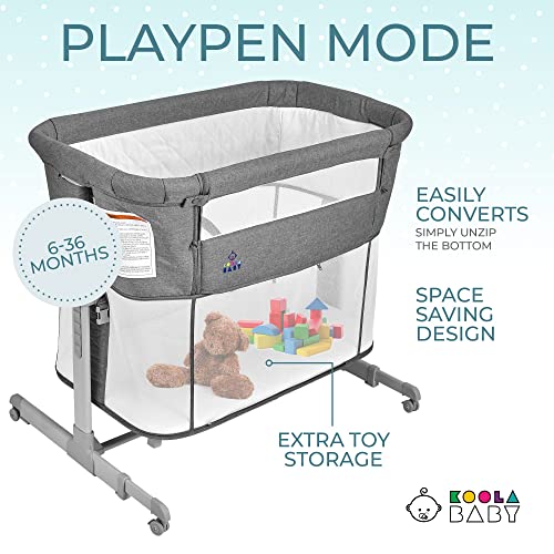 3 In 1 Baby Bassinet Bedside Sleeper And Playpen With Easy Folding Portable Crib In Grey
