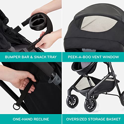 Evenflo Pivot Modular Travel System With LiteMax Infant Car Seat And Anti Rebound Bar For Safe Rear Facing Travel