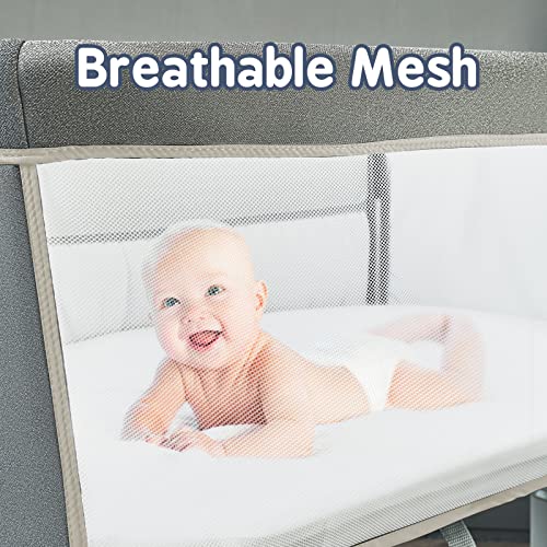 ALVOD Baby Bedside Sleeper Bassinet For Crib With 9 Adjustable Heights And Breathable Mesh