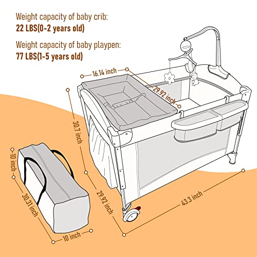 Five In One Baby Bassinet Bedside Sleeper Pack And Play With Changing Table And Portable Travel Bassinet
