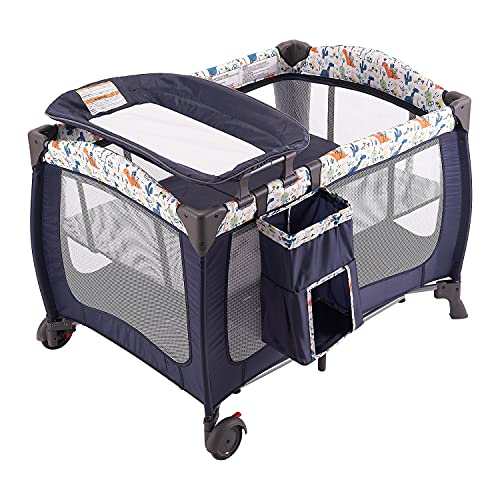 Portable Baby Nursery Center Play Yard With Wheels Multi Purpose Crib Changing Table Bassinet And Storage Organizer
