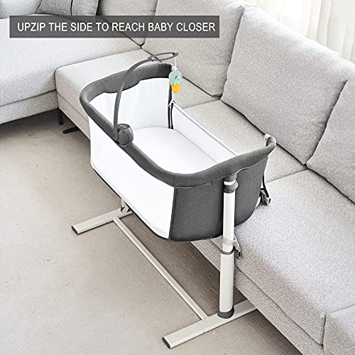 Yacul 2In1 Baby Bassinet Bedside Sleeper With Music Box And Easy Assembly Convertible Bedside Crib