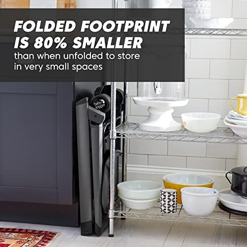 Compact Space Saving High Chair With 80 Percent Smaller Footprint Tray Clips And Easy Two Step Fold