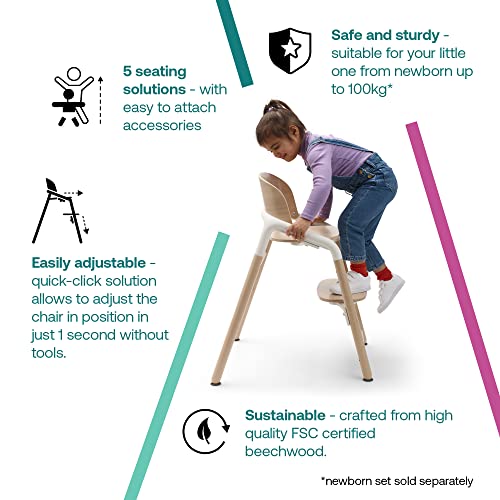 Wooden Baby High Chair With Quick One Second Adjustment And Easy Clean Ergonomic Design From Birth