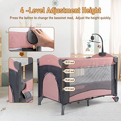Five In One Baby Bassinet Bedside Sleeper Pack And Play With Changing Table And Portable Travel Bassinet