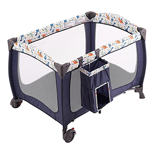 Portable Baby Nursery Center Play Yard With Wheels Multi Purpose Crib Changing Table Bassinet And Storage Organizer