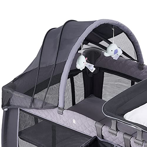 Pamo Babe Portable Baby Nursery Center Playard Foldable Crib With Changing Table And Wheels