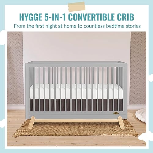 Dream On Me Hygge 5 In 1 Convertible Crib With Sustainable Pinewood And Easy Clean Finish