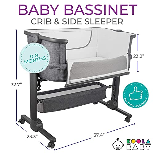 Portable Baby Bassinet Bedside Sleeper With Easy Folding Storage Basket Comfy Mattress For Newborn Sleep