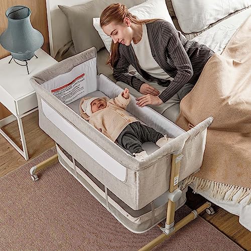 Safe Close Bedside Bassinet Newborn With Adjustable Height